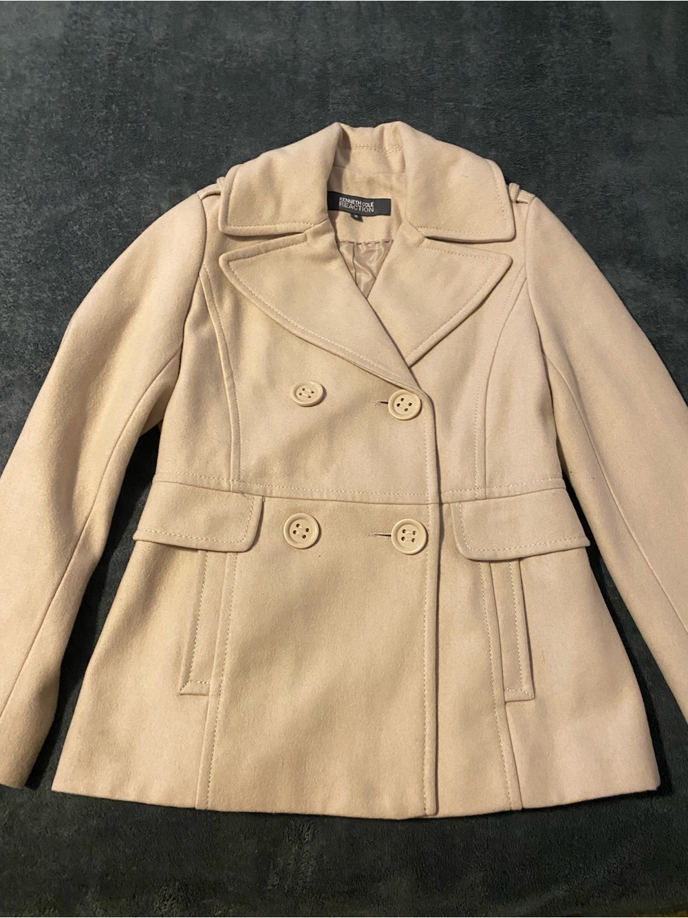 Kenneth Cole Beige Double-Breasted Peacoat